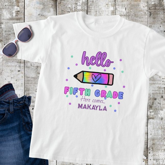 Camiseta Primer día de escuela personalizada cuarto grado (Subido por el creador)