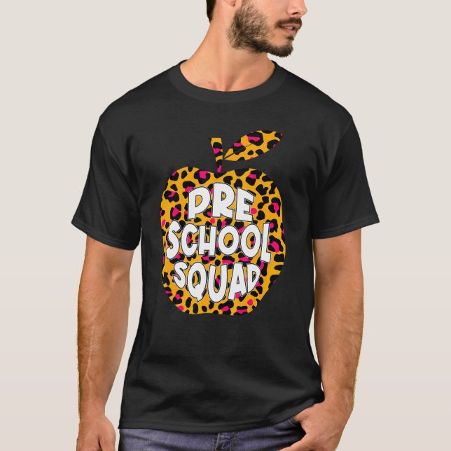 Camiseta Primer día de escuela preescolar Squad Leopard Bac (Anverso)