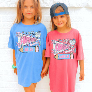 Camiseta Primer Día de Kinder Nombre del Niño Regreso a la 