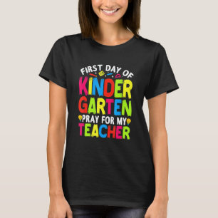 Camiseta Primer Día De Kinder Reza Por Mi Maestro Estud