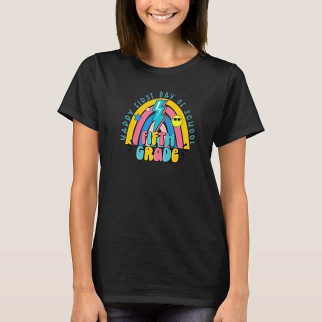 Camiseta Primer Día De La Escuela 5 Quinto Grado Arcoiris D (Anverso)