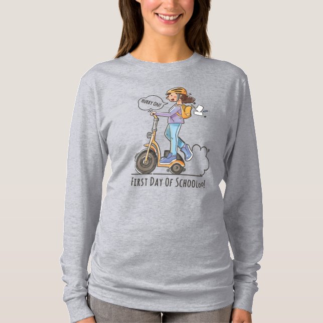 Camiseta Primer día de la escuela | Larga manga de las muje (Anverso)