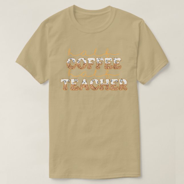 Camiseta Primer Día De La Escuela Medio Café Semivida De Pr (Diseño del anverso)