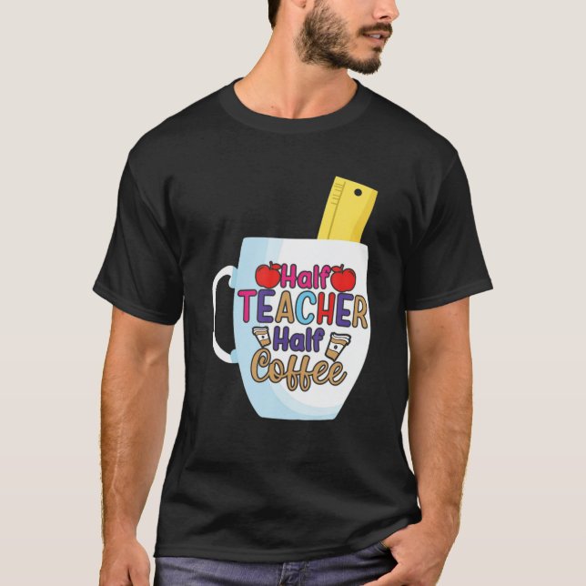 Camiseta Primer Día De La Escuela Medio Café Semivida De Pr (Anverso)