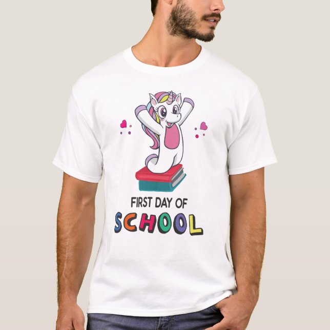 Camiseta Primer día de la escuela Unicornio (Anverso)