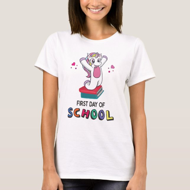 Camiseta Primer día de la escuela Unicornio (Anverso)