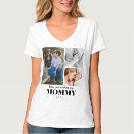Camiseta primer día de las madres lindo placa de colaje de