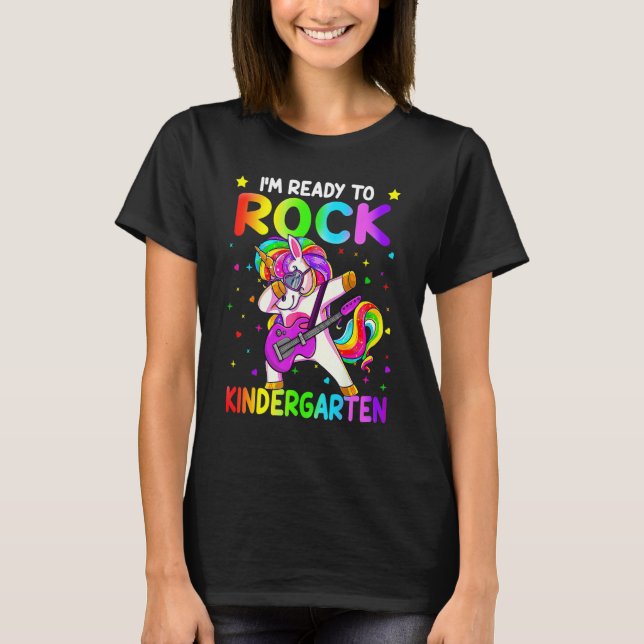 Camiseta Primer Día De Niños Chicas De Rock Unicornio (Anverso)