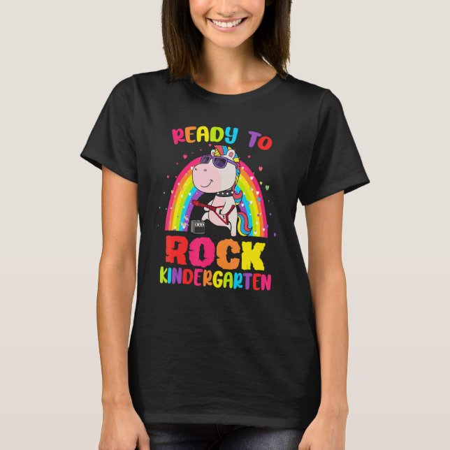 Camiseta Primer Día De Niños Chicas De Rock Unicornio (Anverso)