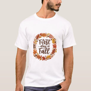 Camiseta Primer Día de Otoño Corona de Hojas de Otoño Tempo