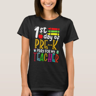 Camiseta Primer Día De Pray Previo Para Mi Maestra Atrás