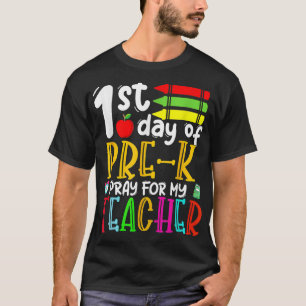 Camiseta Primer Día De Pray Previo Para Mi Maestra Atrás