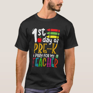Camiseta Primer Día De Pray Previo Para Mi Maestra Atrás