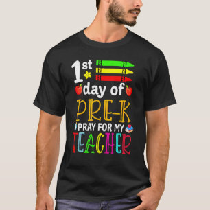 Camiseta Primer Día De Pray Previo Para Mi Maestra Atrás
