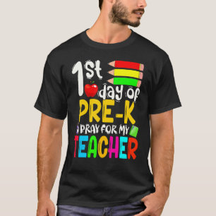 Camiseta Primer Día De Pray Previo Para Mi Maestra Atrás