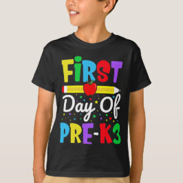 Camiseta Primer día de Pre-K3 Rainbow Preescolar Niños