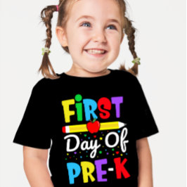 Camiseta Primer Día de Pre-K Arcoíris Preescolar Niños