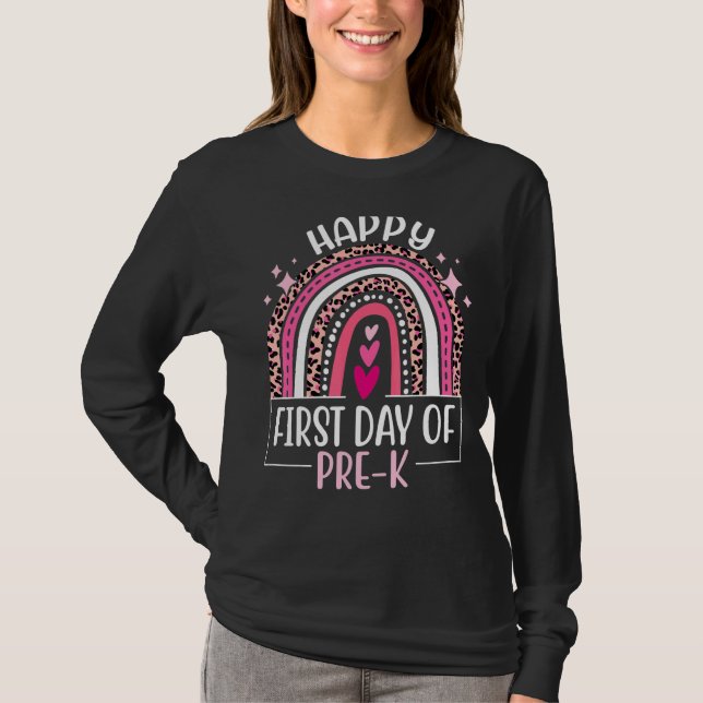 Camiseta Primer día de pre K de vuelta a la escuela Leopard (Anverso)