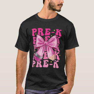 Camiseta Primer Día De Pre K Niñas Coquette Bow Vuelta A