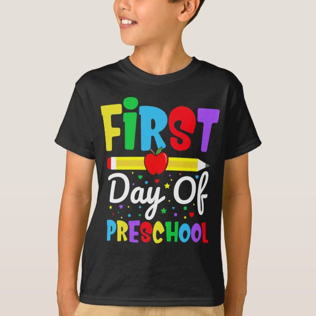Camiseta Primer Día de Preescolar Arcoíris Pre-K Niños (Anverso)