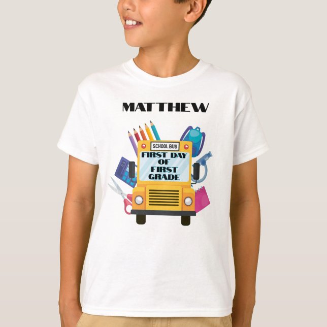 Camiseta Primer día de primer grado personalizado (Anverso)
