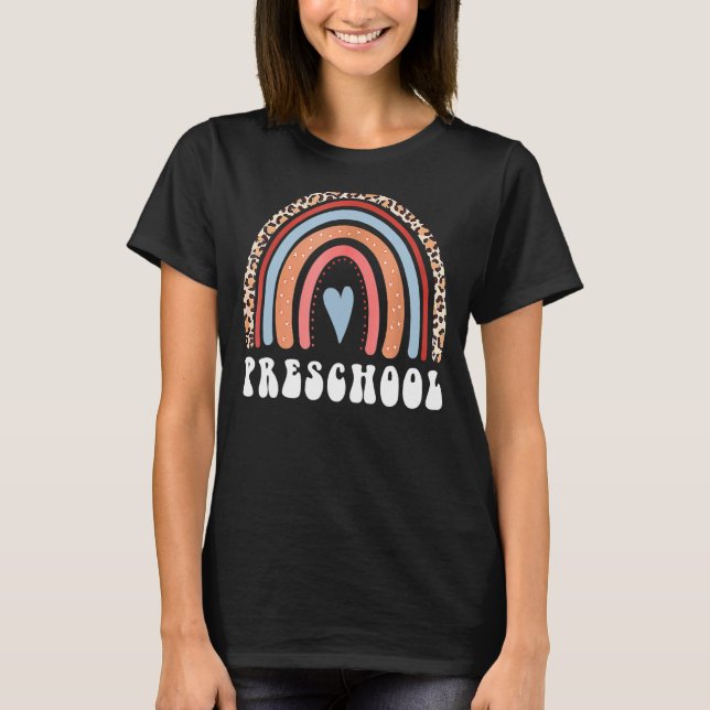 Camiseta Primer día de profesor de corazón de leopardo del  (Anverso)
