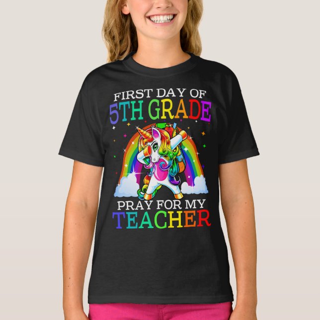 Camiseta Primer Día De Rezo De 5º Grado Para Mi Profesor (Anverso)