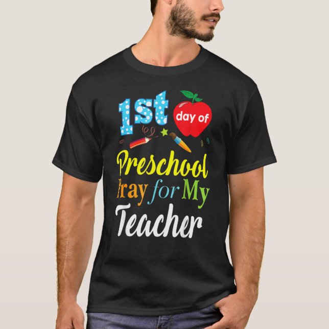 Camiseta Primer día de rezo preescolar para mi profesor (Anverso)