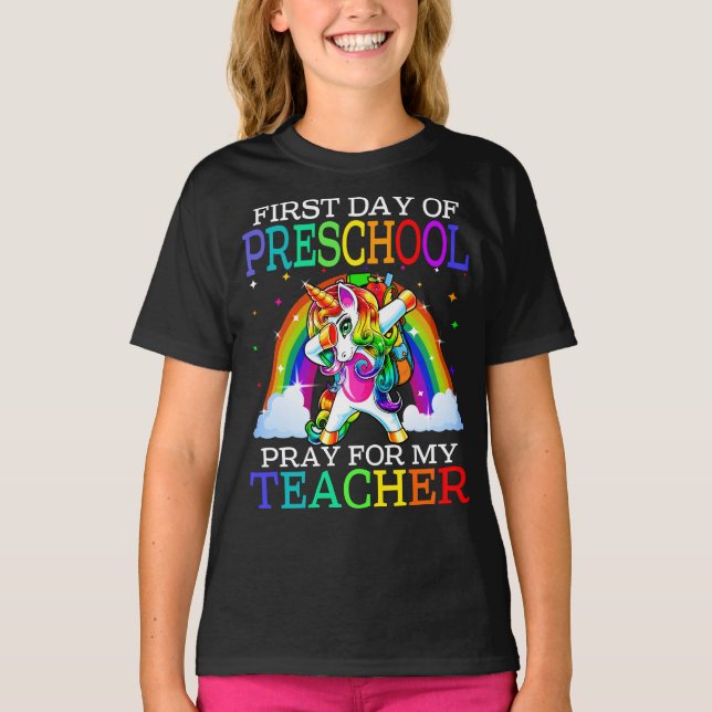 Camiseta Primer día de rezo preescolar para mi profesor (Anverso)