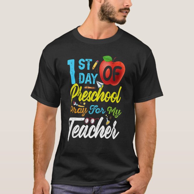 Camiseta Primer día de rezo preescolar para mi profesor (Anverso)
