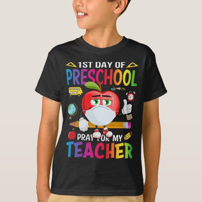 Camiseta Primer día de rezo preescolar para mi profesor (Anverso)