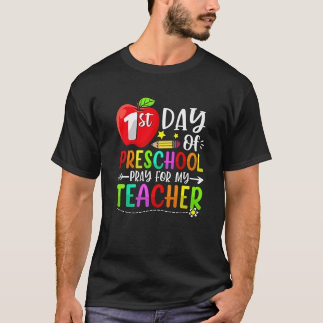 Camiseta Primer Día De Rezo Preescolar Para Mi Profesor De  (Anverso)