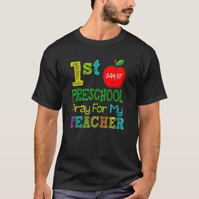 Camiseta Primer Día De Rezo Preescolar Para Mi Profesor De  (Anverso)