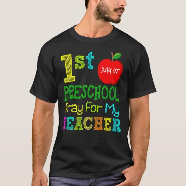 Camiseta Primer Día De Rezo Preescolar Para Mi Profesor De  (Anverso)