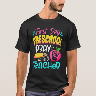 Camiseta Primer Día De Rezo Preescolar Para Mi Profesor De