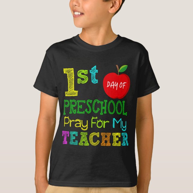 Camiseta Primer día de rezo preescolar para mi profesor de  (Anverso)