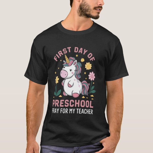 Camiseta Primer Día De Rezo Preescolar Para Mi Profesor De  (Anverso)