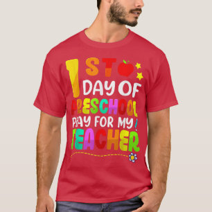 Camiseta Primer Día De Rezo Preescolar Para Mi Profesor De