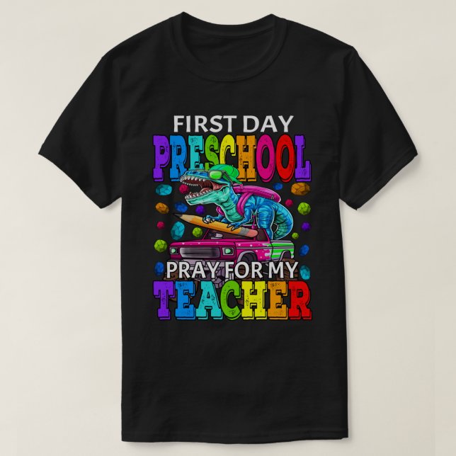 Camiseta Primer día de rezo preescolar para mi profesor Din (Diseño del anverso)