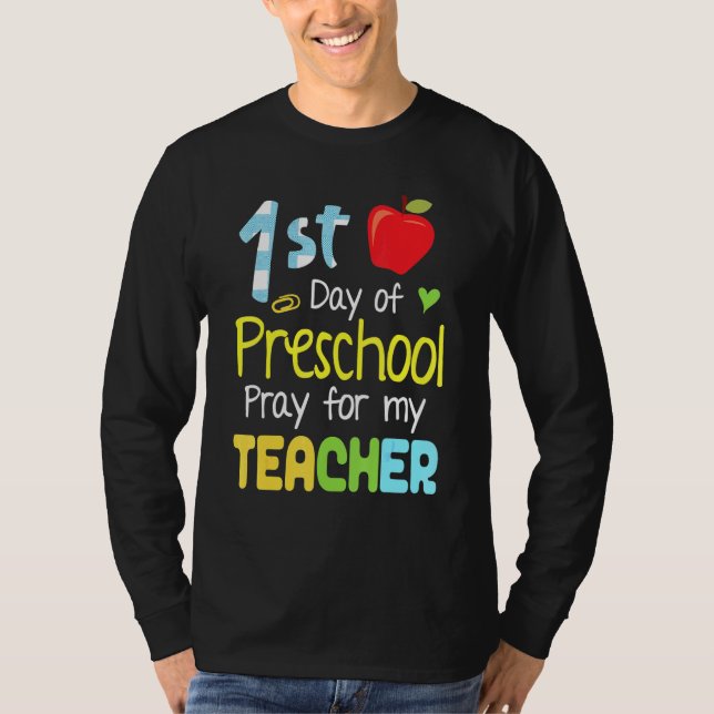 Camiseta Primer Día De Rezo Preescolar Para Mi Profesor Fel (Anverso)