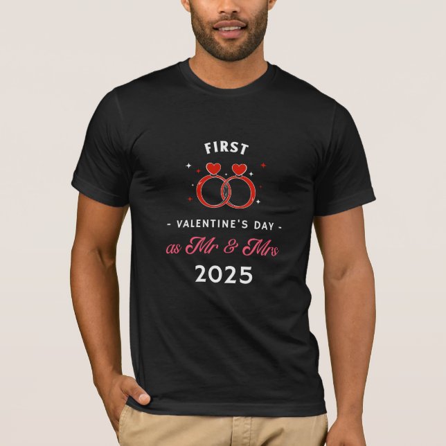 Camiseta Primer día de San Valentín como Sr. y Sra. 2025 (Anverso)