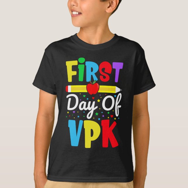 Camiseta Primer Día de VPK Rainbow Preescolar Niños (Anverso)