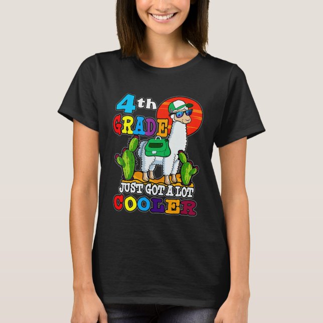 Camiseta Primer día de vuelta a la escuela 4º grado Llama G (Anverso)