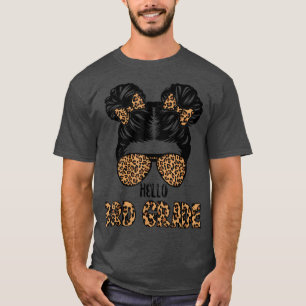 Camiseta Primer Día Del Colegio Hola, 3er Grado Leopard Mes