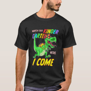 Camiseta Primer Día Del Jardín De Niños Aquí Vengo Trex Boy
