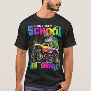 Camiseta Primer Día Escuela 6to Grado Dinosaurio Camión Mon