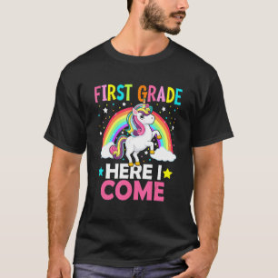 Camiseta Primer Grado Aquí Vuelvo Unicorn A La Escuela Prim