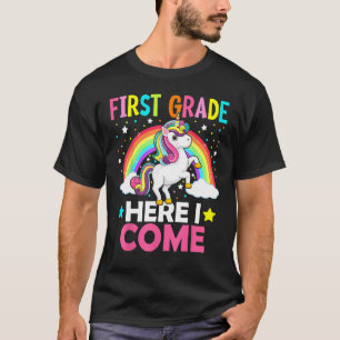 Camiseta Primer Grado Aquí Vuelvo Unicorn A La Escuela Prim