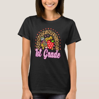 Camiseta Primer Grado Arcoiris Primer Leopardo de tinte de 