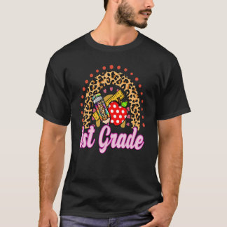 Camiseta Primer Grado Arcoiris Primer Leopardo de tinte de 